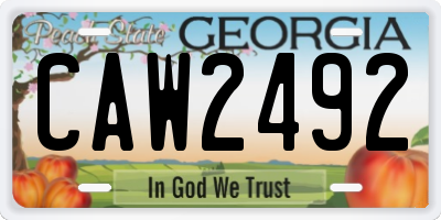 GA license plate CAW2492