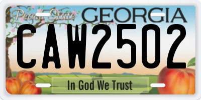 GA license plate CAW2502