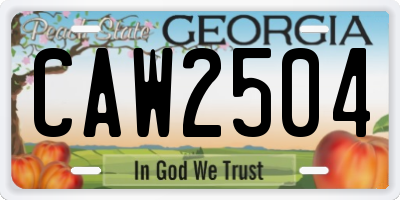 GA license plate CAW2504