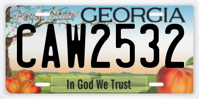 GA license plate CAW2532
