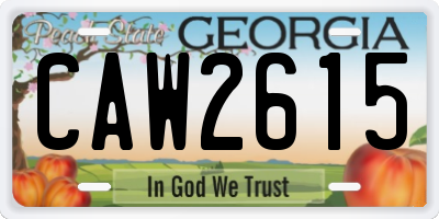 GA license plate CAW2615