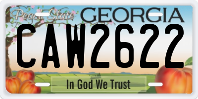 GA license plate CAW2622