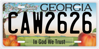 GA license plate CAW2626