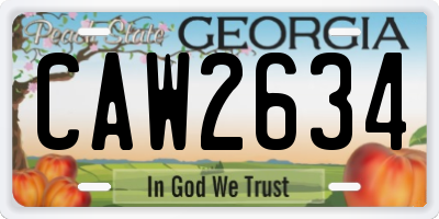 GA license plate CAW2634