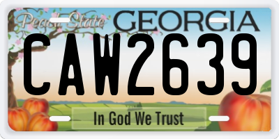 GA license plate CAW2639