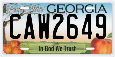 GA license plate CAW2649