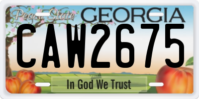 GA license plate CAW2675