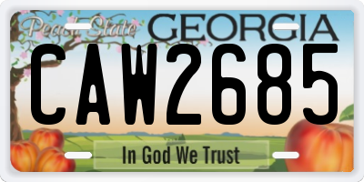 GA license plate CAW2685