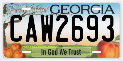 GA license plate CAW2693