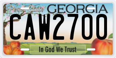 GA license plate CAW2700