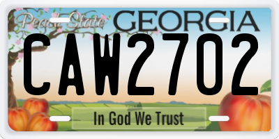 GA license plate CAW2702