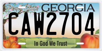 GA license plate CAW2704