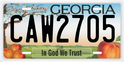 GA license plate CAW2705