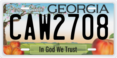 GA license plate CAW2708