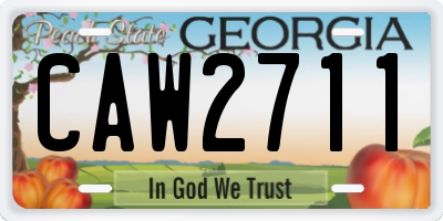 GA license plate CAW2711