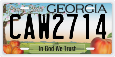 GA license plate CAW2714