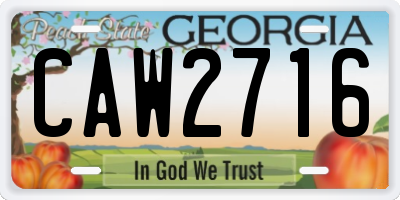 GA license plate CAW2716