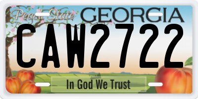 GA license plate CAW2722
