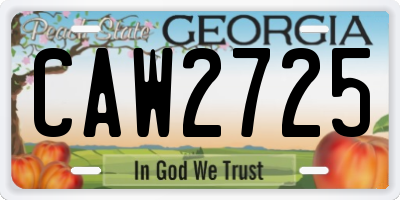 GA license plate CAW2725
