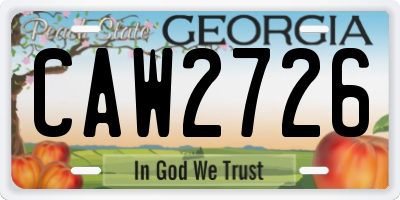 GA license plate CAW2726