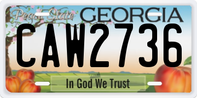 GA license plate CAW2736