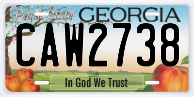 GA license plate CAW2738