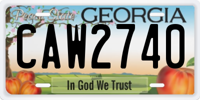 GA license plate CAW2740
