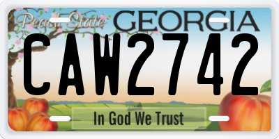 GA license plate CAW2742