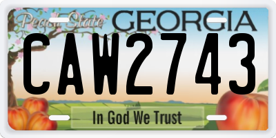 GA license plate CAW2743