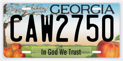 GA license plate CAW2750