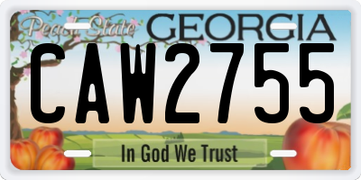 GA license plate CAW2755