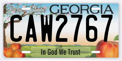 GA license plate CAW2767