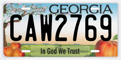 GA license plate CAW2769