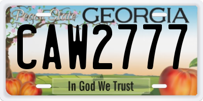 GA license plate CAW2777