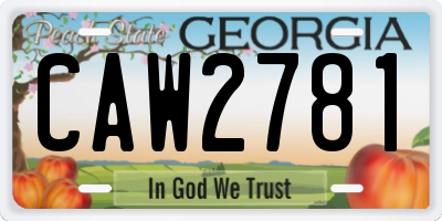 GA license plate CAW2781