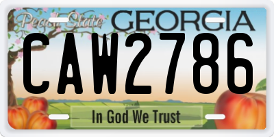 GA license plate CAW2786