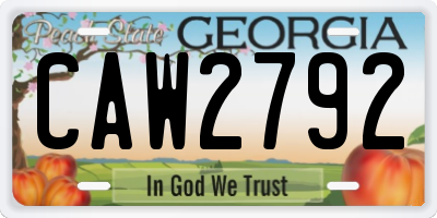 GA license plate CAW2792