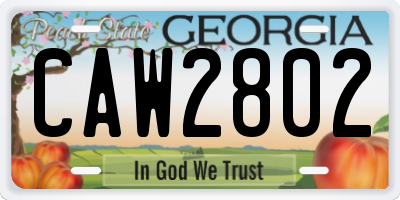 GA license plate CAW2802