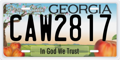 GA license plate CAW2817