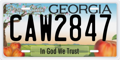 GA license plate CAW2847