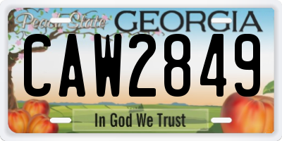 GA license plate CAW2849