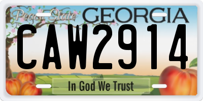 GA license plate CAW2914