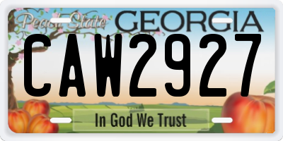 GA license plate CAW2927