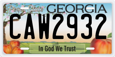 GA license plate CAW2932