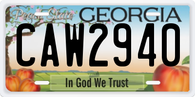 GA license plate CAW2940