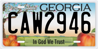 GA license plate CAW2946