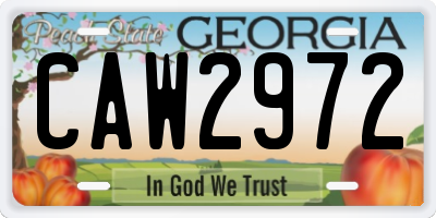 GA license plate CAW2972