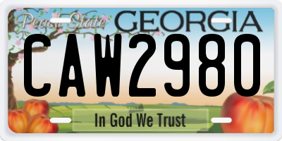 GA license plate CAW2980