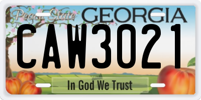 GA license plate CAW3021