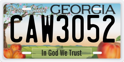 GA license plate CAW3052